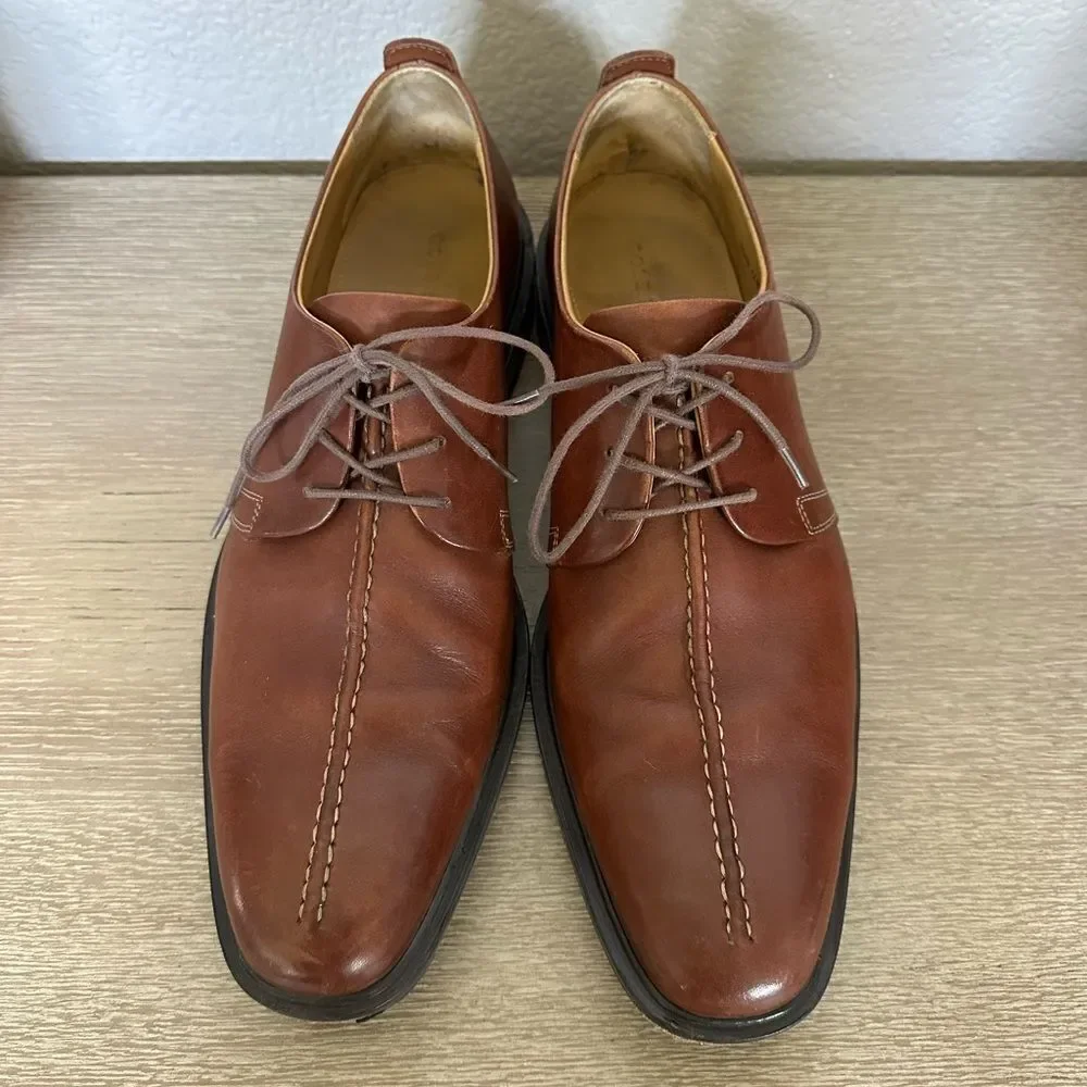 Cole Haan Cognac Brown Leather Lace-up Dress Shoes 12